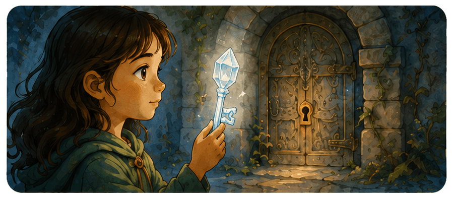 Crystal key keepsake panel
